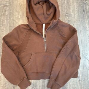 lululemon athletica Brown Half-Zip Hooded Sweatshirt